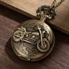 Orologio da tasca al quarzo con motivo di moto e auto retrò, catenella con ciondolo design MOTO, regali per uomo