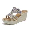 Fashion Ladies Shoes on Sale 2025 Fashion New Crystal Embellished Round Toe Platform Best Seller Beach Sandals Wedges Sandals Women
