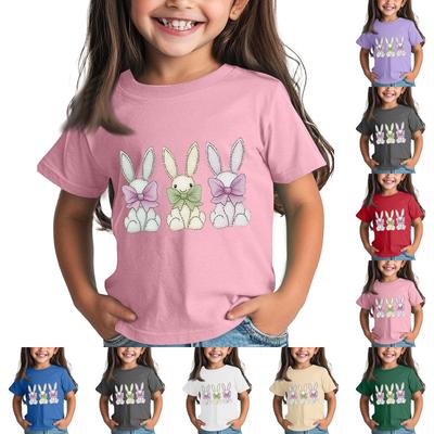 Children's Tops Boys Girls Easter Print Short-sleeved T-shirt Tops Bottoming Shirt