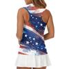 Sleeveless Golf Polo Shirt with Zipper Collar Women's Casual Athletic Top Independence Day Print Sports Vest for Outdoor Activities