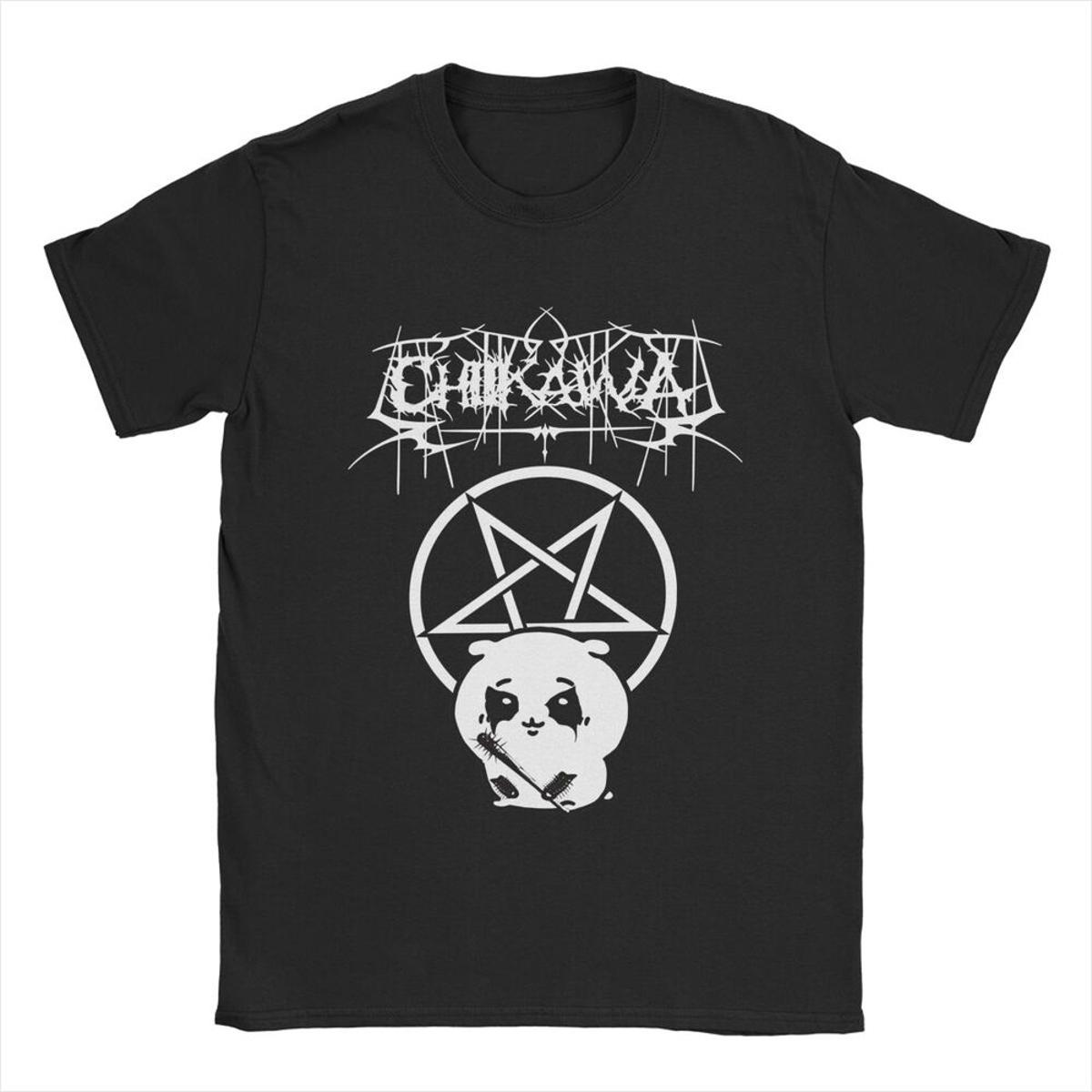 

Чоловіча футболка Chiikawa Usagi Hachiware Heavy Metal Мем Чиста бавовна Повсякденна з коротким рукавом З круглим вирізом Футболки з принтом 3XL