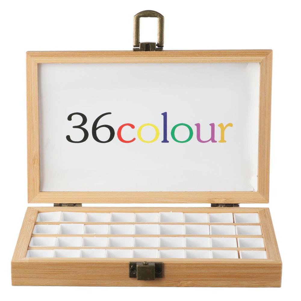 

Painting Palette Wood Watercolor Palette White Yellow Watercolor Box Gouache Palette for Travel Sketches золотий
