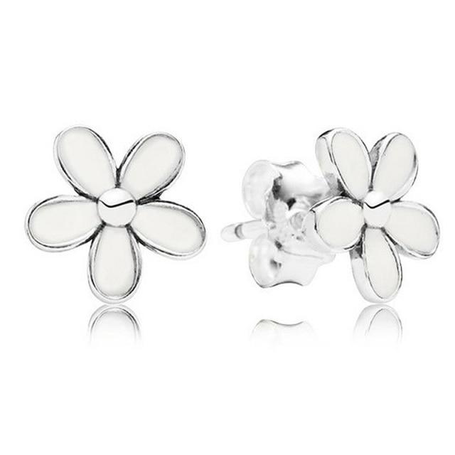 Original  Sterling Tone Pave Daisy Women Clusters Flower Statemen Poetic Blooms Stud Ear Studs Souvenir Present Popular Diy JewelryFlower