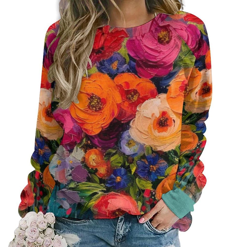 Floral Flower Pattern 3D Print Sweatshirts Women New Casual O-Neck Hoodies Streetwear Y2k Pullovers Harajuku Tops Woman Clothing