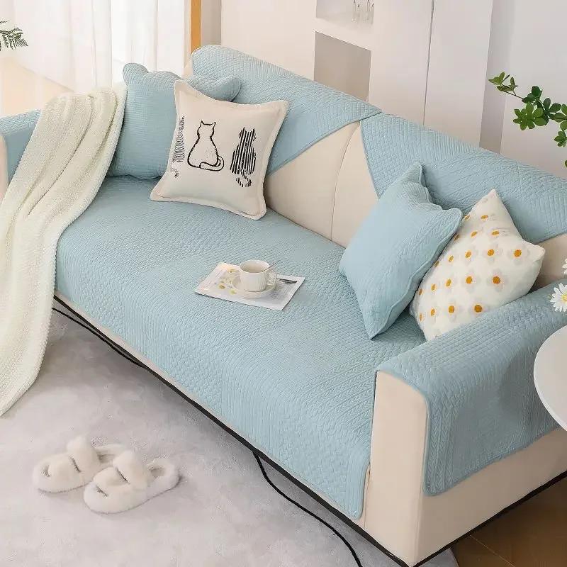 

Теплая нескользящая хлопковая подушка для дивана, современный однотонный тканевый чехол для дивана, полотенце, всесезонный универсальный декор для гостиной и дома 70x70