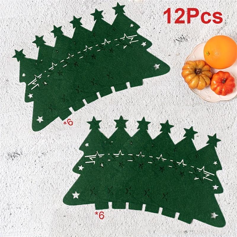 6/12Pcs Christmas Tree Cutlery Holder Bags Knife Folk Holder Pockets Felt Tableware Decoration Dinner Flatware Silverware Covers