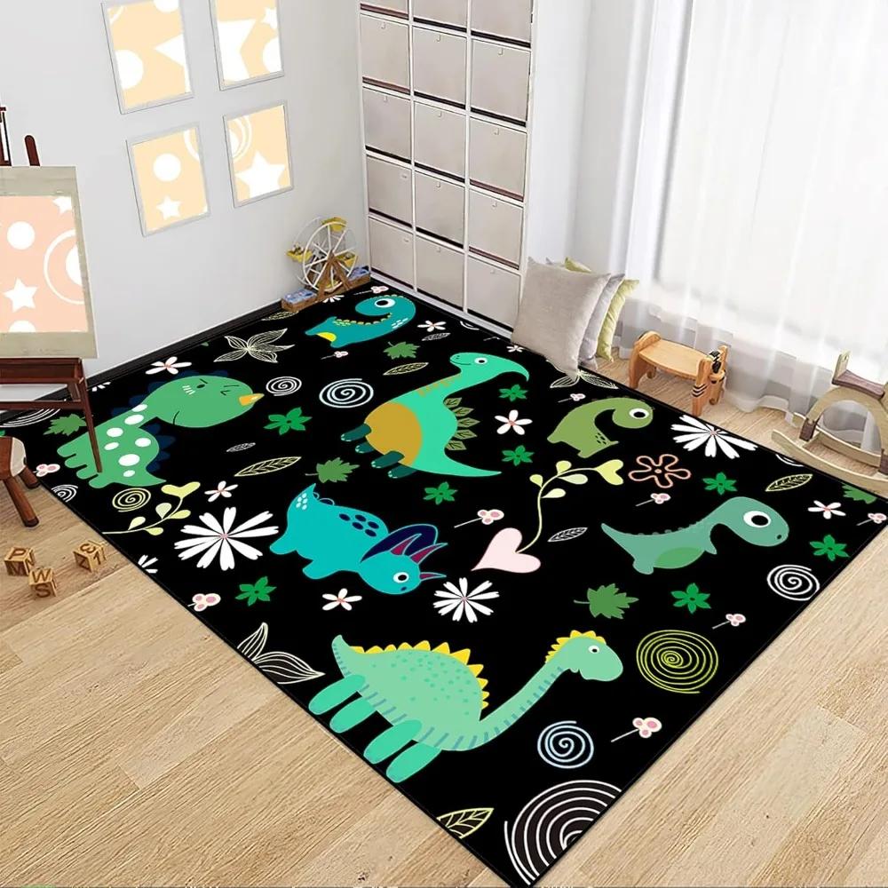 Boys Bedroom Dinosaur Rug Cartoon Dino Area Rugs Funny PlayMat Cute Printed Carpet Polyester Floor Mat Living Room Decor Doormat