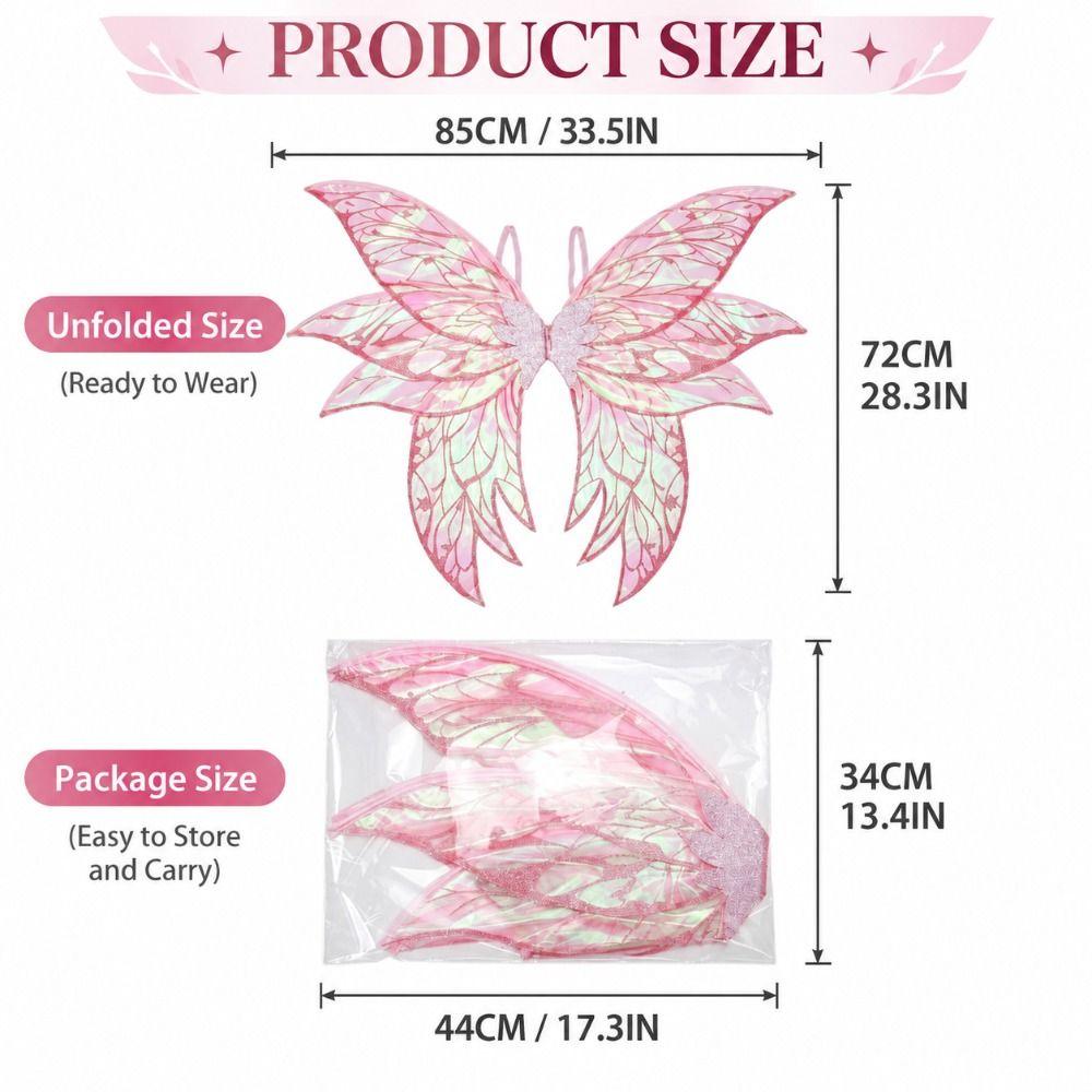 Iridescent Fairy Wings Layered Silhouette Angel Wings Dress Up Wings for Children and Adults