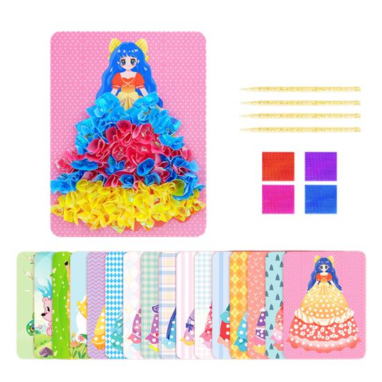 4/8/12/16 Piezas Libro de Actividades de Disfraces de Princesas Niños Motricidad Fina Desarrollo de la Creatividad Niñas Disfraces de Princesas Libro de Arte Poke-in Juguete Educativo
