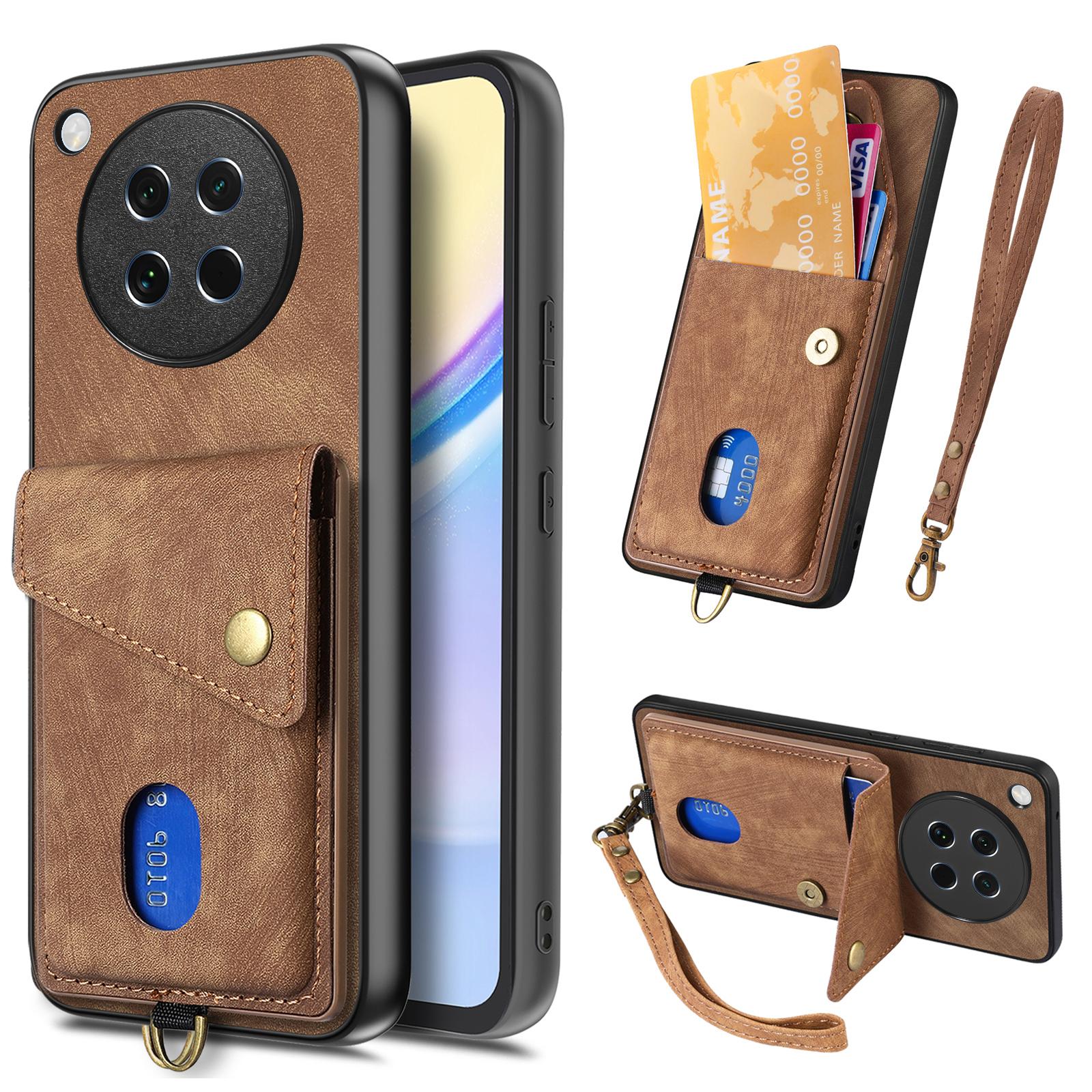 

For Oppo Find X8s 5G Case with Card Holder Kickstand Leather Phone Back Cover Brown