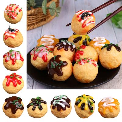 6Pcs Atificial Takoyaki Models Simulation Grilled Octopus Balls Models Photography Props for Kitchen Decoration Display