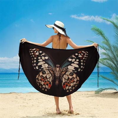 Animal Butterfly Print Beach Skirt, Multiple Ways To Wear, Cross-over Irregular Suspenders, Seaside Sun Protection Blouse