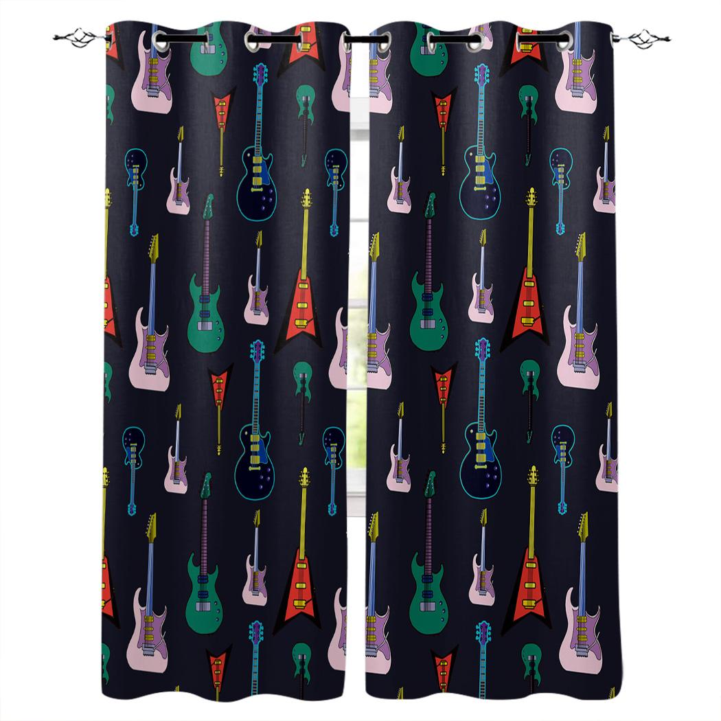 

Эйфелева башня, гитара и кот, домашний декор, оконные шторы, занавеска для спальни, кухни, панельные шторы для гостиной 135W x 60H(cm)