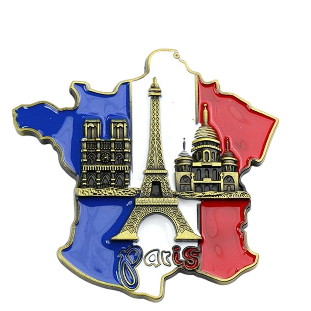 hot sales 1pcs Creative 3D Metal Magnet France Map Fridge Sticker Resin Sticker Paris Tourist Souvenir Home Decoration