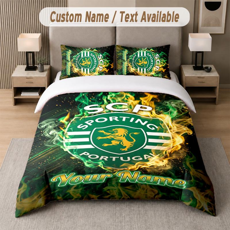 Sporting CP Design Bedding Set Custom Text 1 Duvet Cover & 2 Pillow Cases
