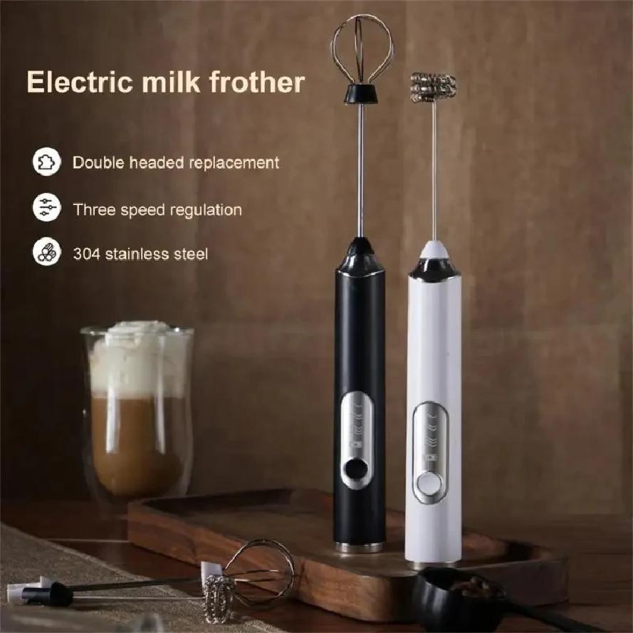 Frusta Elettrica Portatile a Doppio Gancio Senza Fili Schiumatore per Crema Pasticcera Mini Frullatore Portatile Caffè Latte Controllo a Tre Velocità Albume Montato USB