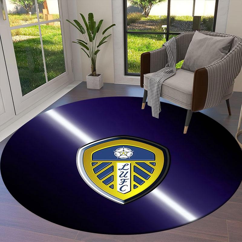 Leeds United Round Area Rug,Carpet Rug for Living Room Bedroom Sofa Playroom Decor,Non-slip Floor Mat