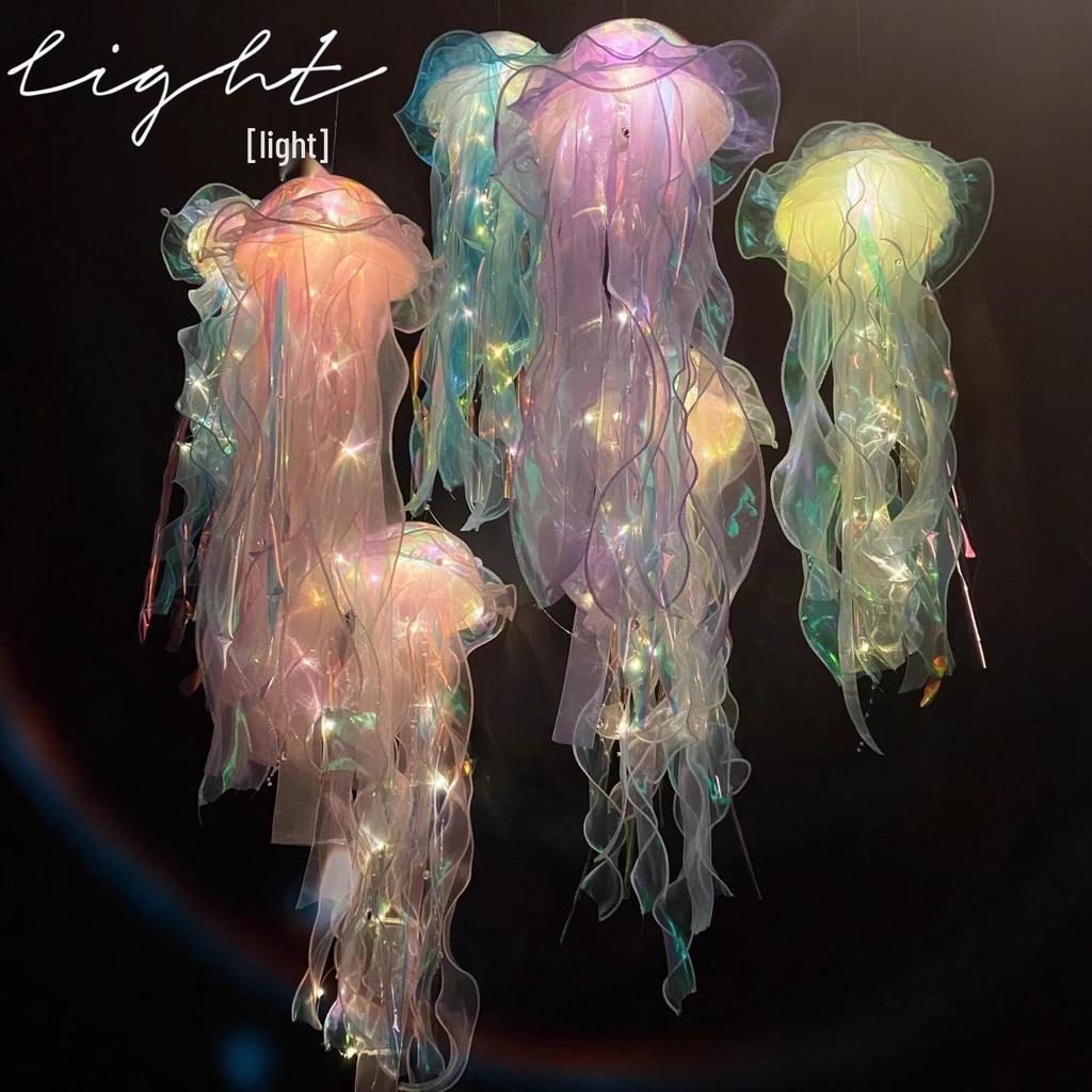 2025 Mid-Autumn Festival Luminous Jellyfish Lantern DIY Kit: Portable Handmade Colored Flower Lantern for Children