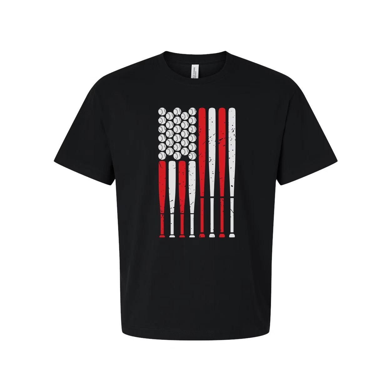 Unisex American Flag Vertical Stripe Graphic T Shirt L