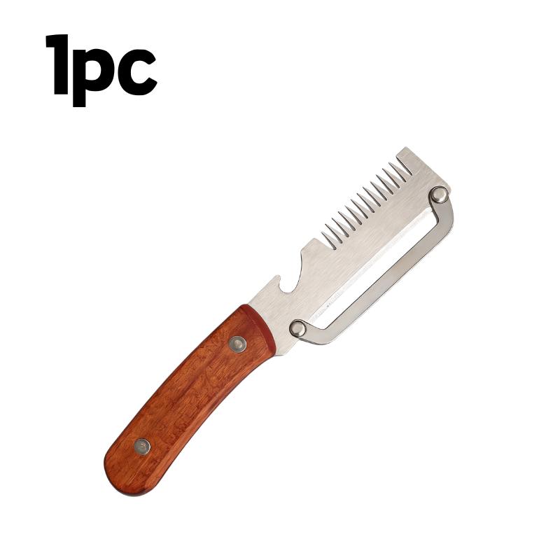 Stainless Steel Vegetable Peeler with Wooden Handle 3-in-1 Fruit Potato Peeler with Bottle Opener Kitchen Peeling Cooking Tools