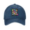 Let's Glow Crazy Neon Party Light Rave Washed Denim Cap Casual Baseball Caps Adjustable Hat Summer Unisex Baseball Hats