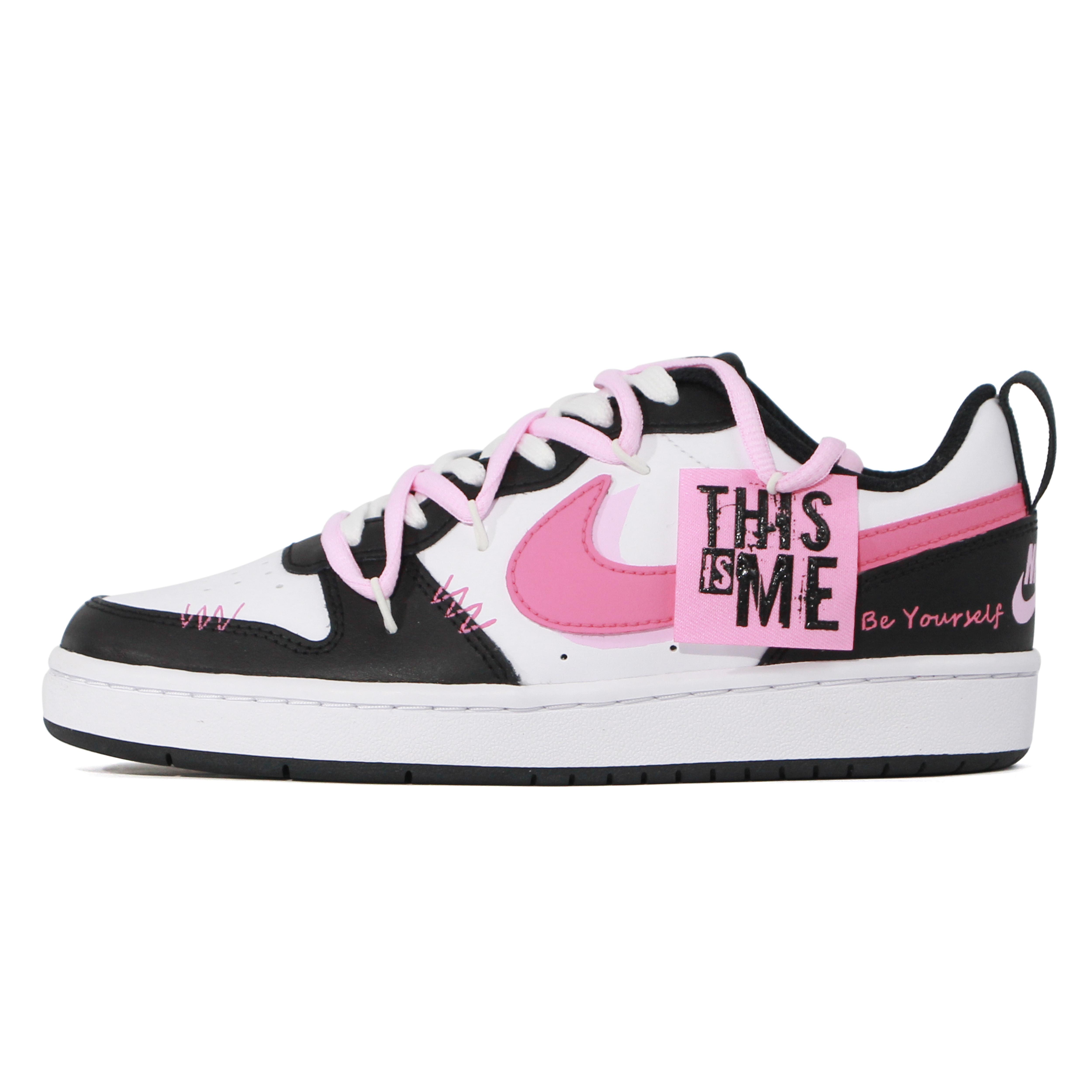

Nike Court Borough Low top Skateboard Shoes GS Black Pink BQ5448-115(Team44-) 37.5