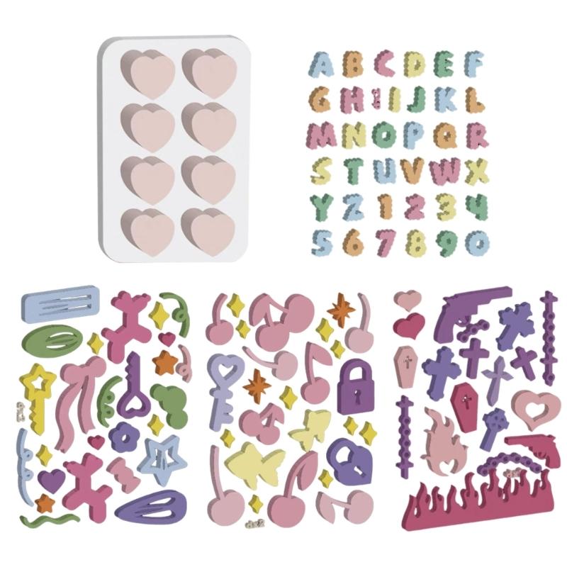 Glossy Geometry Filler Letter Star Silicone Epoxy Resin Mold DIY Keychain Pendant Jewelry for Bag Decorations Craft