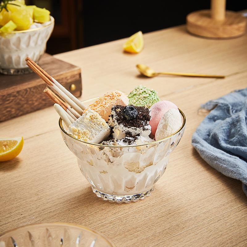 Trendy INS Style Glass Dessert & Drink Cup for Ice Cream, Milkshakes, and Juices