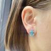 Sterling Aquamarine Stud Earrings Women 1.5ct Natural Gemstone Geometric Design Fashionable Office Jewelry
