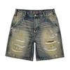 New Retro Ripped Denim Shorts Men's Summer Thin Five-point Pants Casual Mid-sized Pants