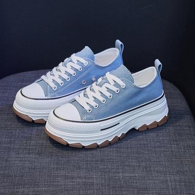 Damenschuhe Frühling Und Sommer Neu Atmungsaktiv Hohe Plateauschuhe Frau Tennisschuhe Lässige Canvas-Sneaker Für Damen
