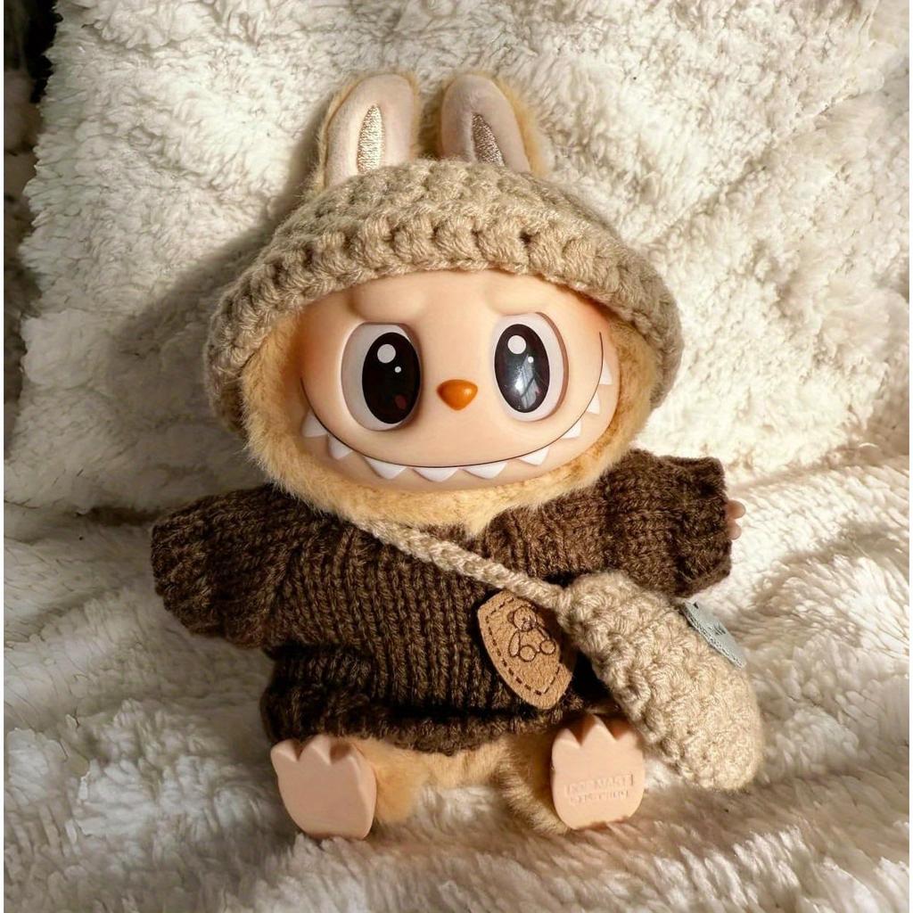 3pcs Handmade Crochet Set for Labubu No Doll Includes Clothes, Bag, Hat Labubu Accessories, Cosplay,