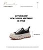 Women's Thick-Soled Canvas Shoes with Height-Boosting Wave Soles - 2026 Spring/Autumn Casual Sports Sneakers.