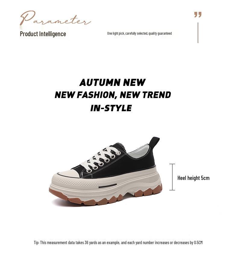 Women's Thick-Soled Canvas Shoes with Height-Boosting Wave Soles - 2026 Spring/Autumn Casual Sports Sneakers.