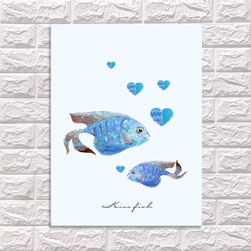 Fish Abstract Simple Canvas Painting Wall Art Print Posters and Prints Decorative Picture for Living Room Home Decor Framed