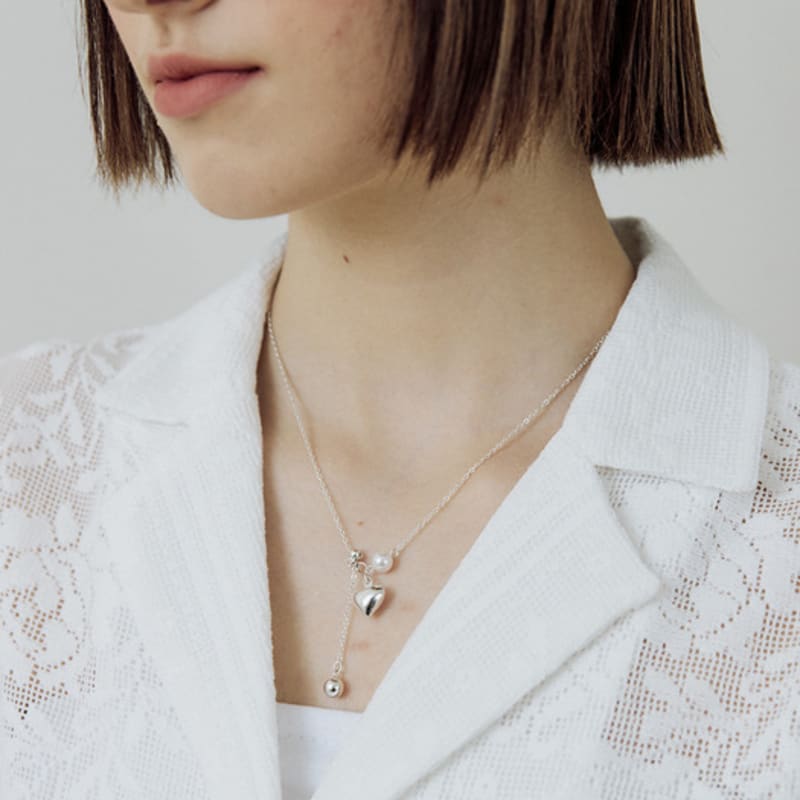 

Lucirzu heart ball silver Necklace (freshwater pearls+925silver) FREE