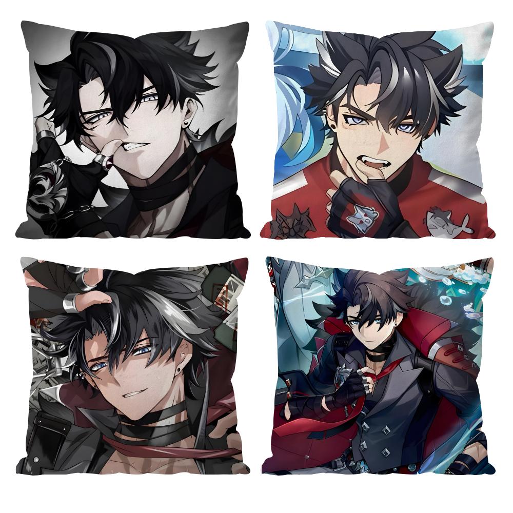 Anime Wriothesley Cushion Cover Pattern Printed Pillowcase for Living Room Sofa Cushion Cover & Bedroom Decor