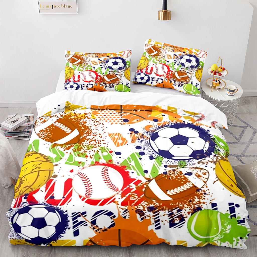 American Football Duvet Cover Set Queen/Full/King Size Skull Bedding Set 3pcs for Kids Boys Teens Sports Gaming Comforter Cover