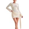 Yousheng Women's Sexy Bodycon Mini Dress Long Sleeve Backless Slim Dress Crew Neck Formal Evening Gown Party Club Dress
