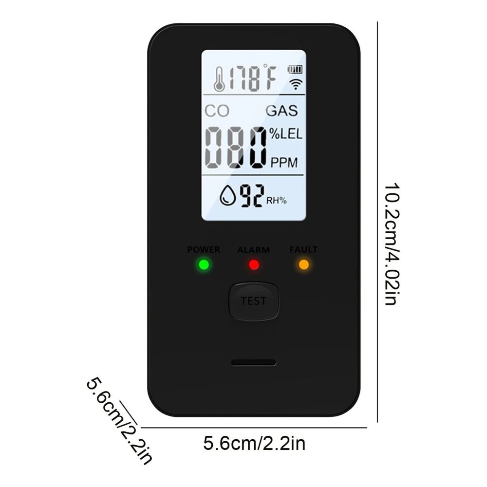 Compact Device Methane Detector 4-in-1 Design Gas Leak Alarm Temperature Monitor  Indoor Spaces