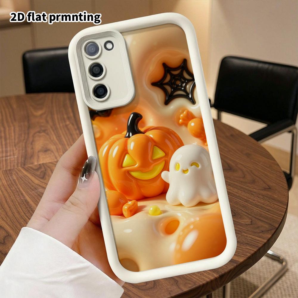 Phone case: 2D flat, suitable for Samsung Galaxy A34 A35 M05 M06 S20 S22 S21 FE Plus 5G protective case, glossy pumpkin lamp, perfect holiday gift for
