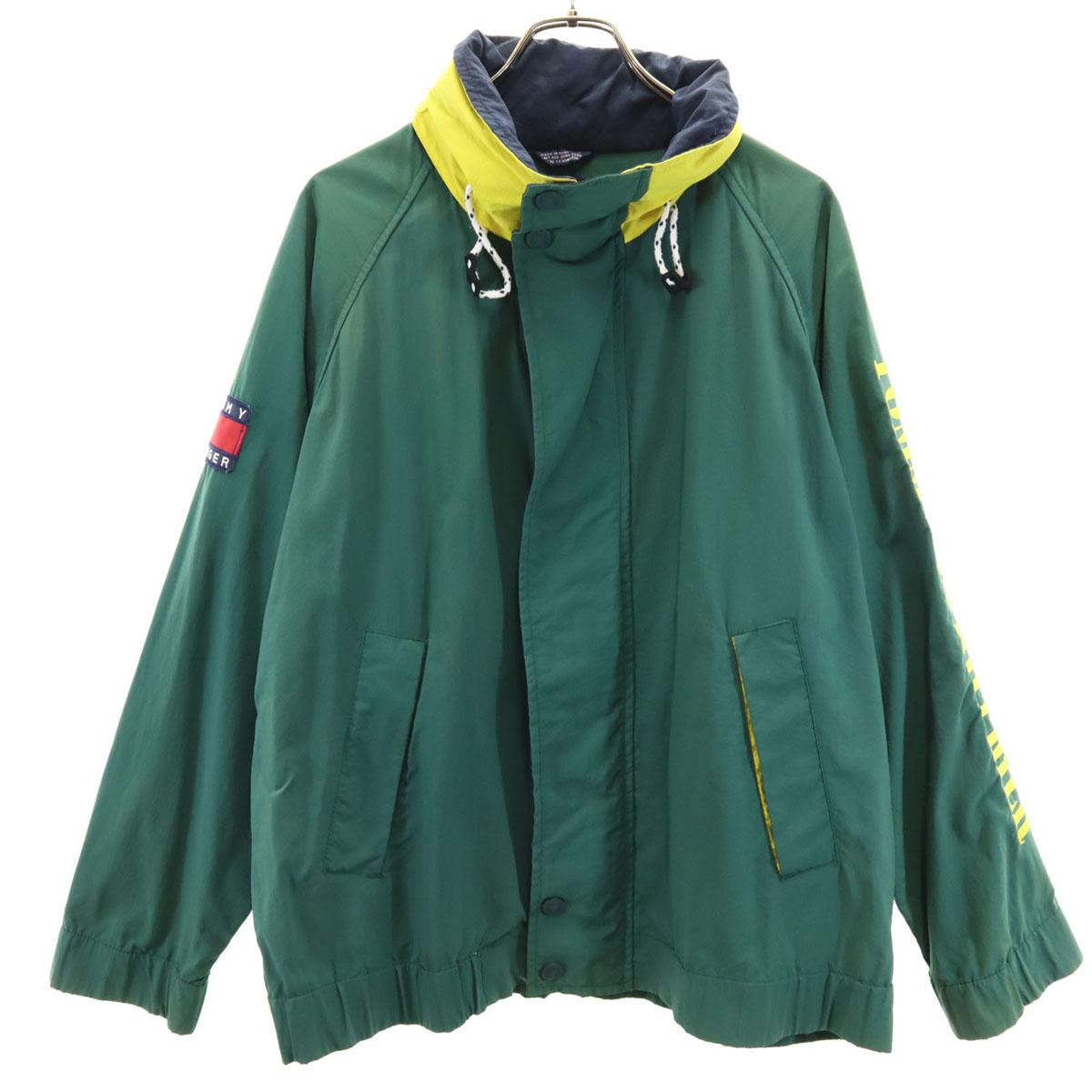

TOMMY HILFIGER 90s Old Flag Tag Nylon jacket L green Hooded Men s Used