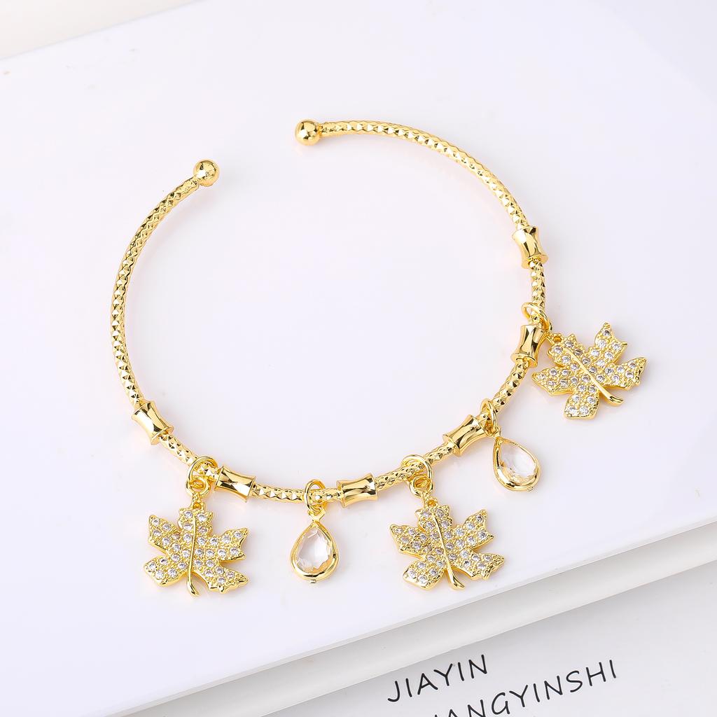 Hot-Selling Shiny Zircon Gold-Plated Tree Pendant Bracelet Ladies Candy Bracelet for Women Daily Wear Jewelry Birthday Gift
