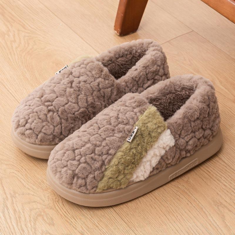 New thick-soled cotton slippers women's winter indoor home warmth non-slip plush slippers men's autumn and winter