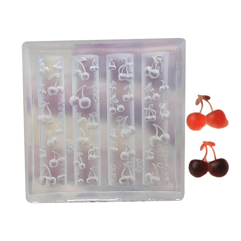 Silicone Nail Art Mold Accessory Molds Cherry Shape 3D Nail Decorative Mold Silicone Texture for Various Nail Types