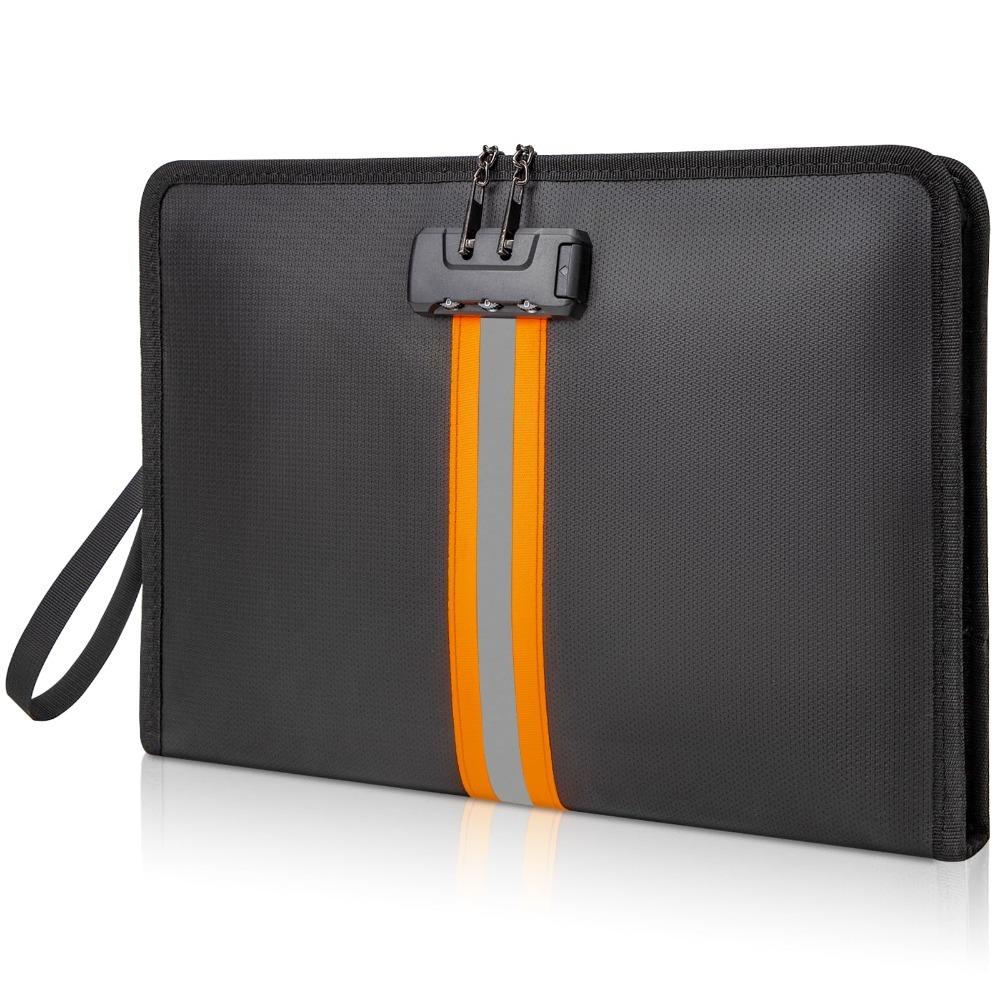 Fireproof Money Bag with Combination Lock Waterproof Document Safe  Bag  Travel