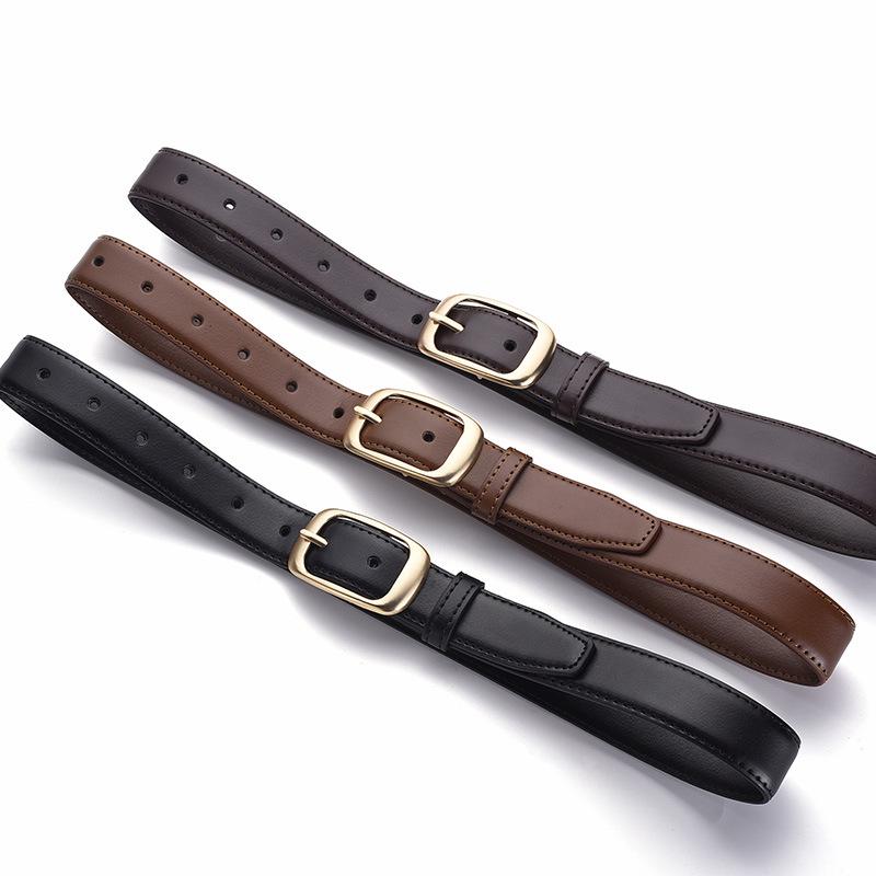 Trendy Women's Leather Belt with Sleek Pin Buckle - Versatile and Elegant