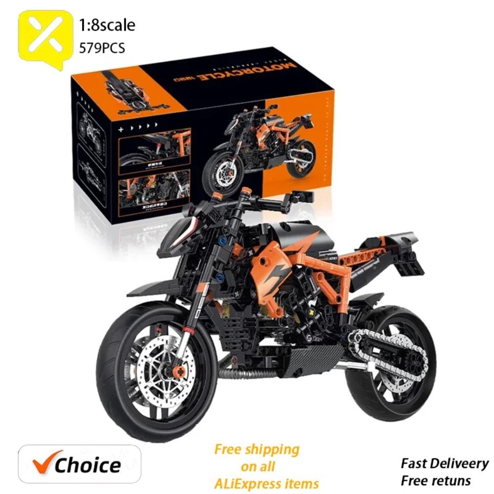 586Pcs Classic Motorbike Building Blocks Set Adults Cool Moto Road Racer Bricks Model Christmas Gifts Toys for Kid Boys Children