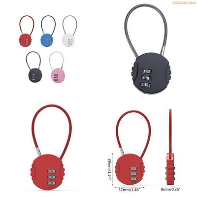 K1AE 3 Digit Combination Padlock Zinc Alloy Cable Lock Portable Password Lock