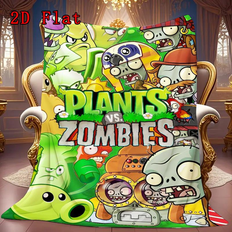 Plants vs. Zombies print 2D Flat Pattern Flannel Blanket High quality All Seasons Warmth and Comfort Perfect for Christmas Gifts.P260914580
